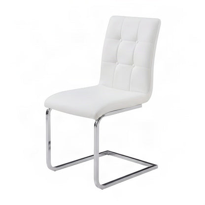 Vegan Leather Modern Dining Side Chair with Iron Base, Urban Contemporary, White