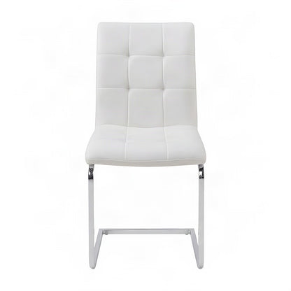 Vegan Leather Modern Dining Side Chair with Iron Base, Urban Contemporary, White