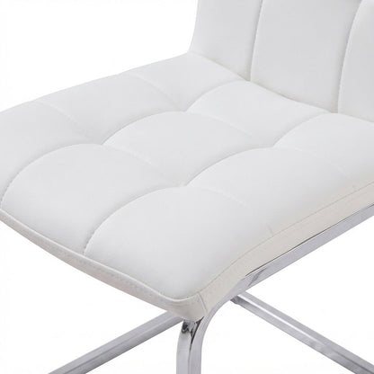 Vegan Leather Modern Dining Side Chair with Iron Base, Urban Contemporary, White