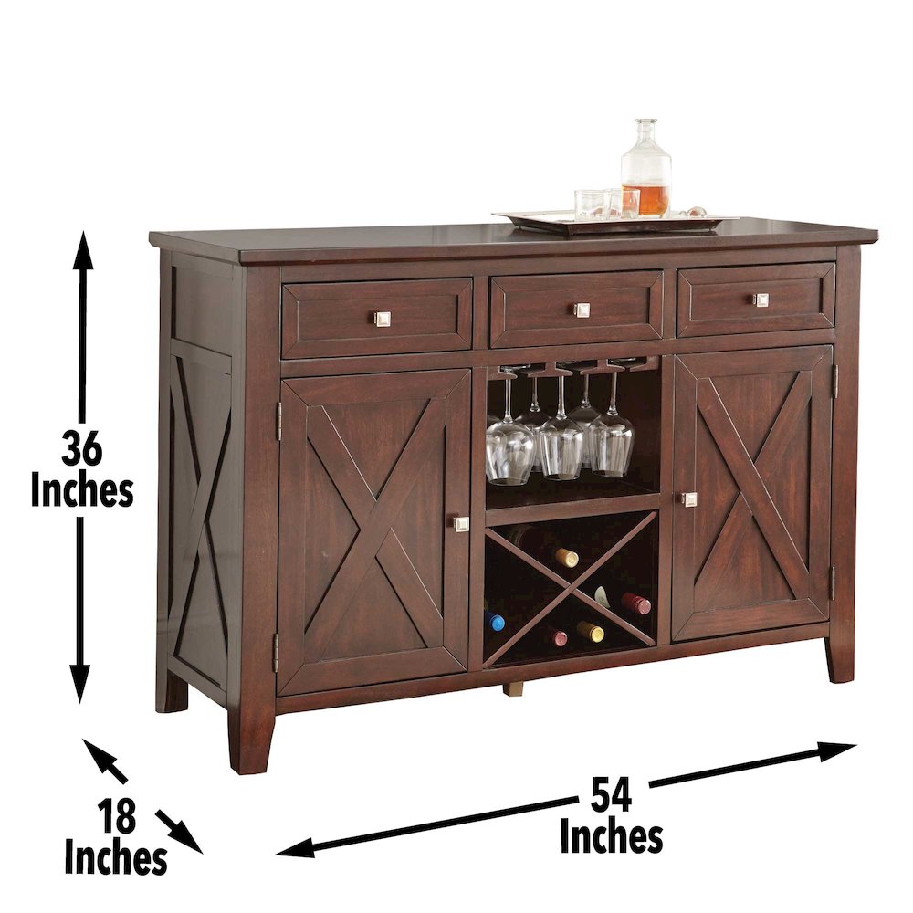 Hardwood Solid Wood Buffet Cabinet Sideboard with Glazed Finish