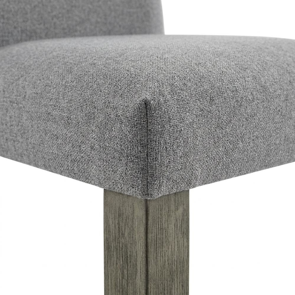 Polyester Upholstered Dining Chair with Birch Wood and Iron Legs, Gray