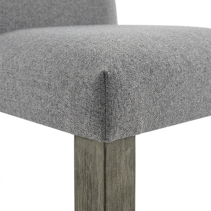 Polyester Upholstered Dining Chair with Birch Wood and Iron Legs, Gray