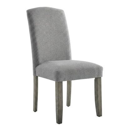 Polyester Upholstered Dining Chair with Birch Wood and Iron Legs, Gray