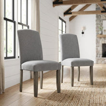 Polyester Upholstered Dining Chair with Birch Wood and Iron Legs, Gray