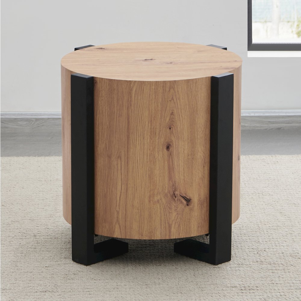 Darcie Faux-Wood Round End Table