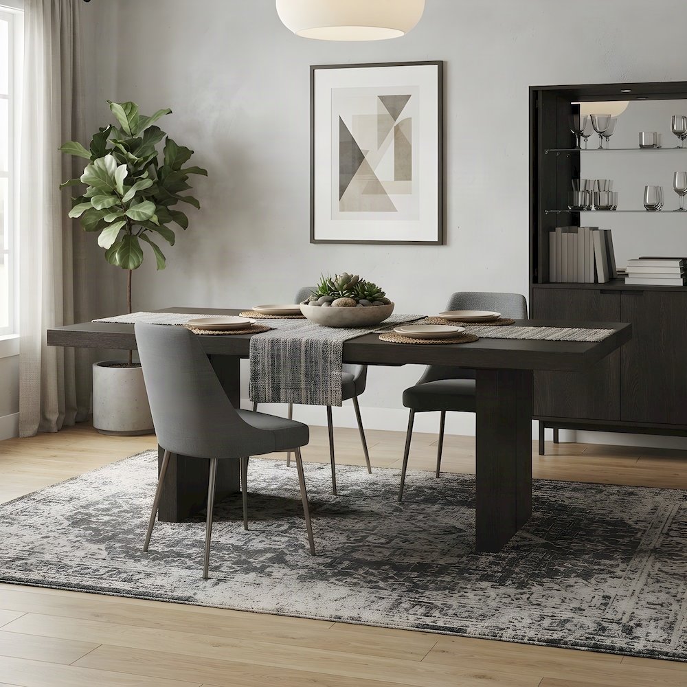 MDF and Poplar Extendable Dining Table with Leaf, Seats Six to Eight, Brown