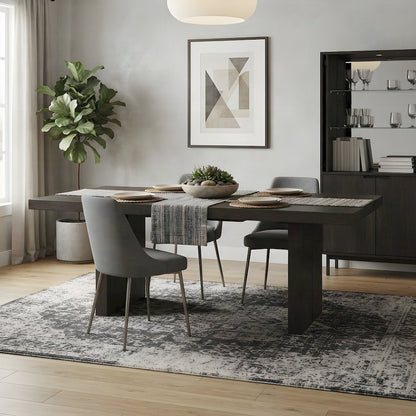 MDF and Poplar Extendable Dining Table with Leaf, Seats Six to Eight, Brown