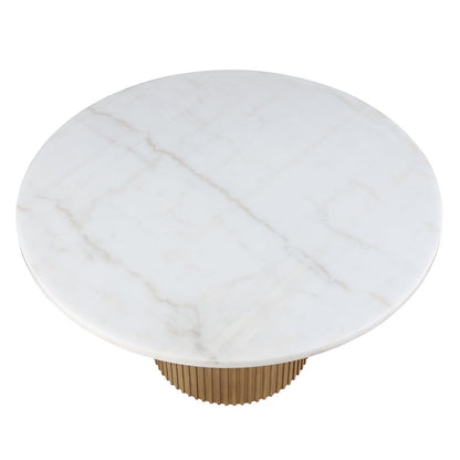 Colvin 5PC 52" White Marble Tbl w/ Chair