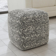 Nahara Boucle Black Woven Square Pouf
