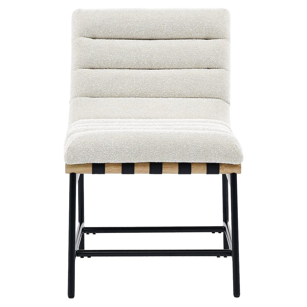 Nicco Eggshell Polyester Side Chair with Black Iron Base