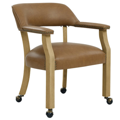Rylie Dining Table & 4 Captains Chairs, Natural Finish, Camel Vegan Leather