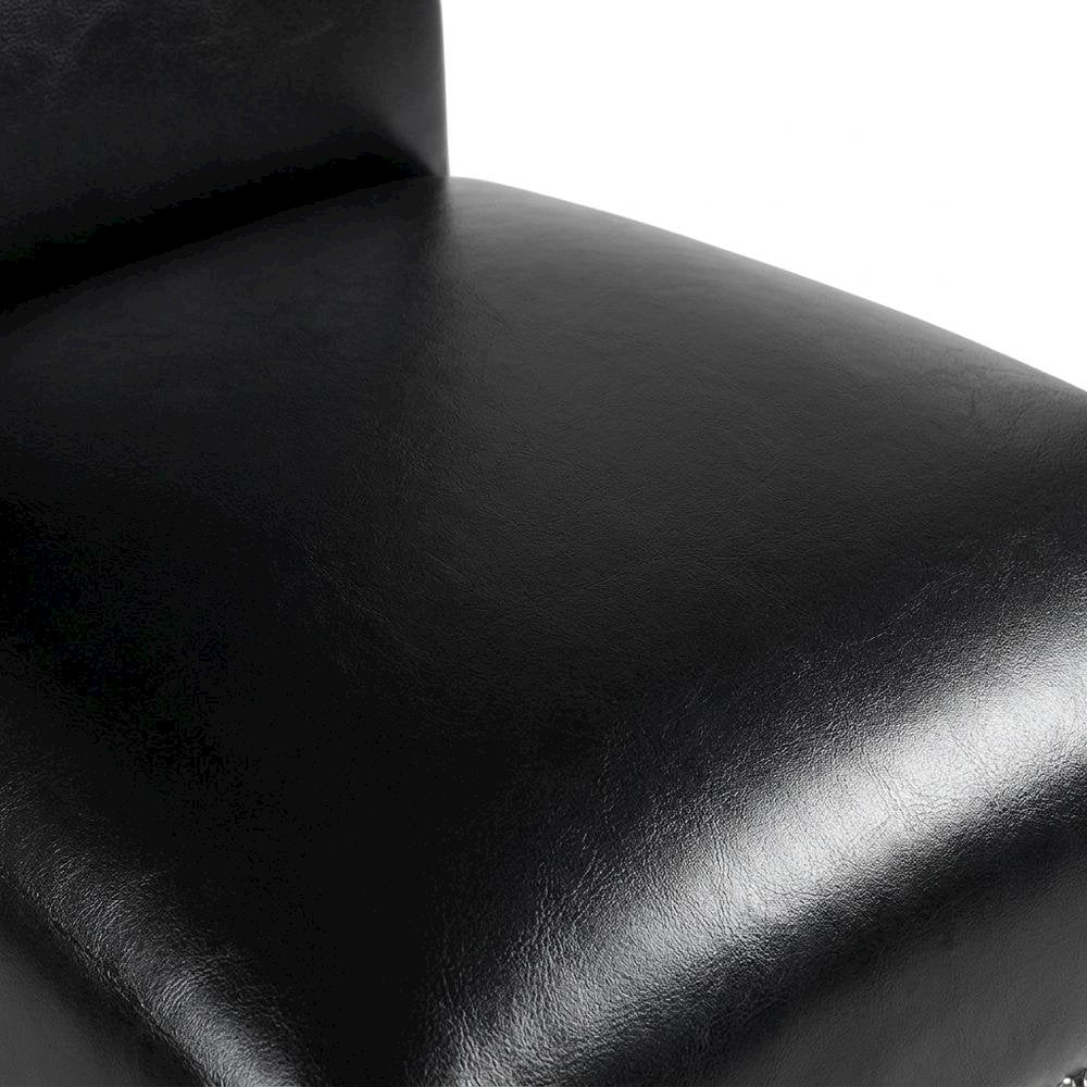 Faux Leather Upholstered Dining Chairs with Birch Legs, Black, Set of 2