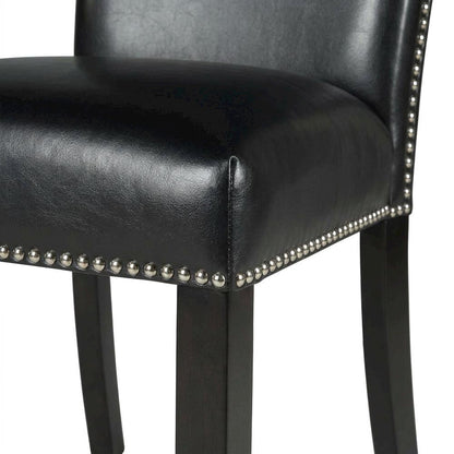 Faux Leather Upholstered Dining Chairs with Birch Legs, Black, Set of 2