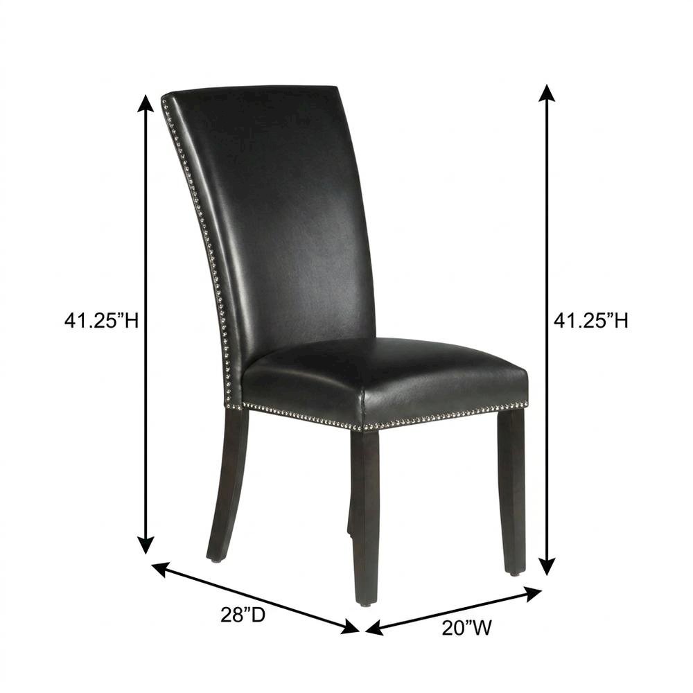 Faux Leather Upholstered Dining Chairs with Birch Legs, Black, Set of 2