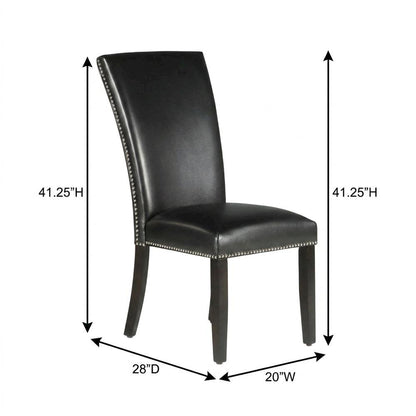 Faux Leather Upholstered Dining Chairs with Birch Legs, Black, Set of 2