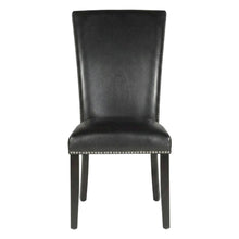 Faux Leather Upholstered Dining Chairs with Birch Legs, Black, Set of 2