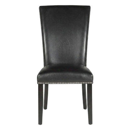 Faux Leather Upholstered Dining Chairs with Birch Legs, Black, Set of 2