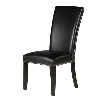 Faux Leather Upholstered Dining Chairs with Birch Legs, Black, Set of 2