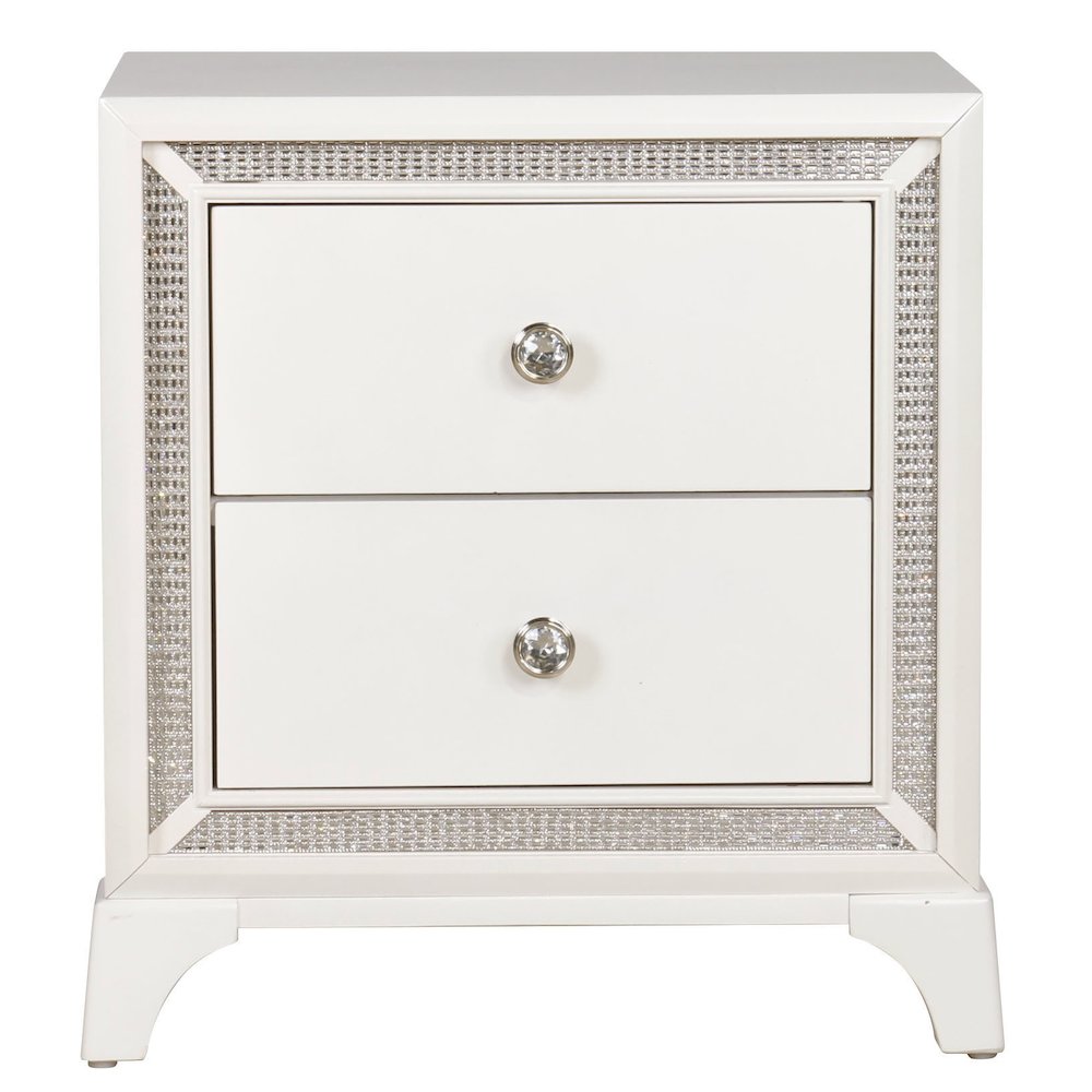 Cassie Illuminating Glam Nightstand, Pearl Finish