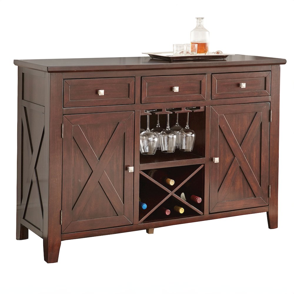 Hardwood Solid Wood Buffet Cabinet Sideboard with Glazed Finish