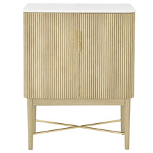 Vida Marble Top WIne Cabinet, Blonde Finish