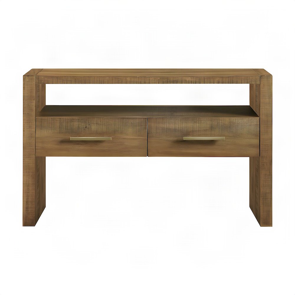 Iron and Wood Top Sofa Table, Narrow Entryway and Hallway Console Table, Brown