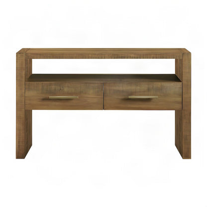 Iron and Wood Top Sofa Table, Narrow Entryway and Hallway Console Table, Brown
