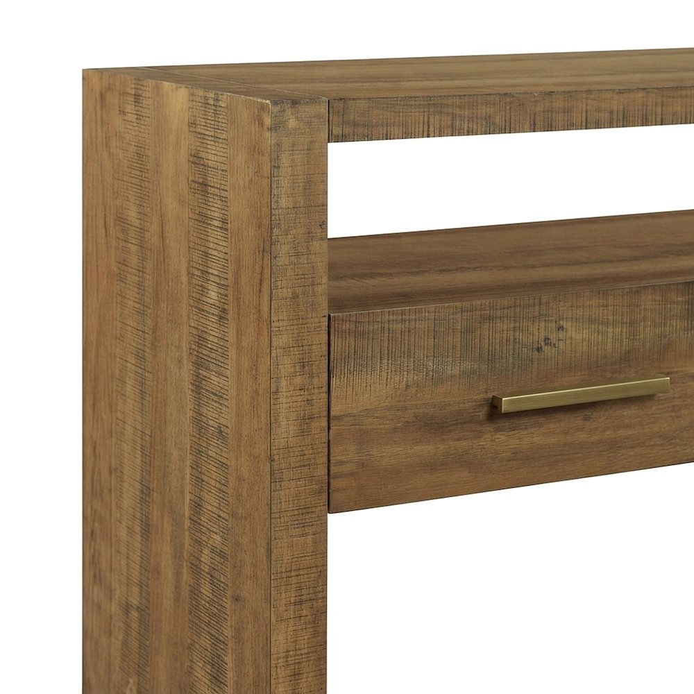 Iron and Wood Top Sofa Table, Narrow Entryway and Hallway Console Table, Brown