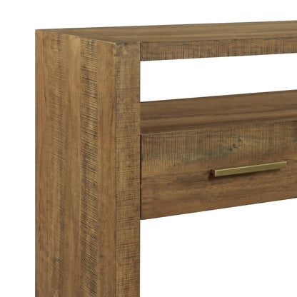 Iron and Wood Top Sofa Table, Narrow Entryway and Hallway Console Table, Brown