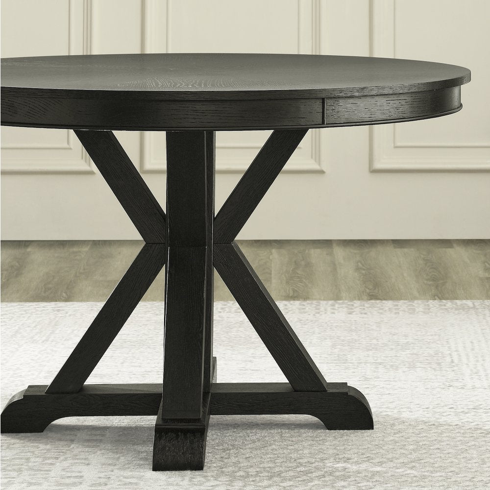 Rylie Dining Table & 4 Captains Chairs, Black Finish with Sand Vegan Leather