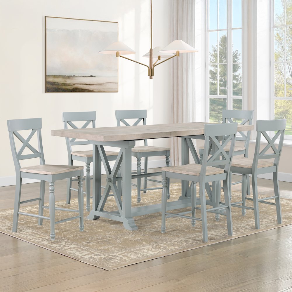 Darcy 7pc Counter Dining Set Green