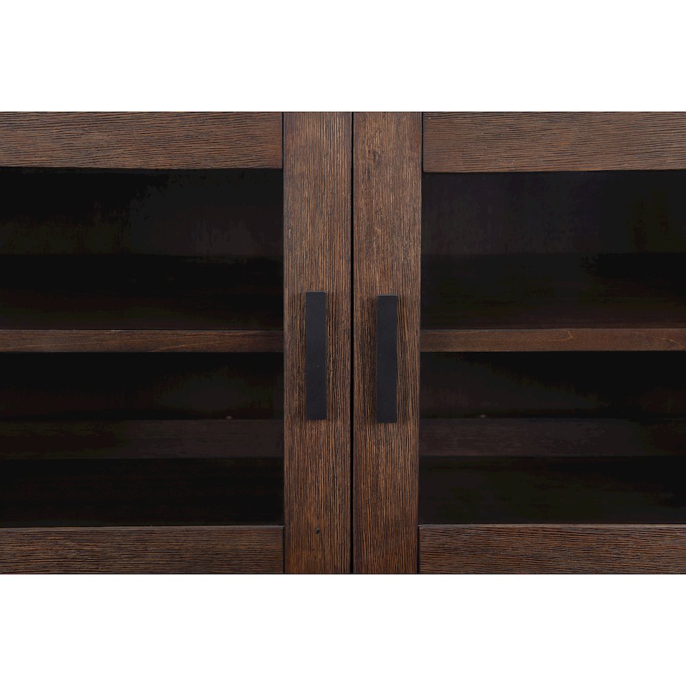 Wood Veneer and Iron Farmhouse TV Stand, Entertainment Center, Brown