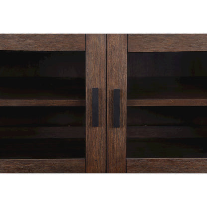 Wood Veneer and Iron Farmhouse TV Stand, Entertainment Center, Brown