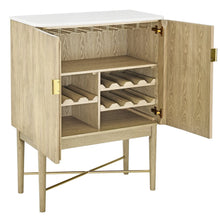 Vida Marble Top WIne Cabinet, Blonde Finish