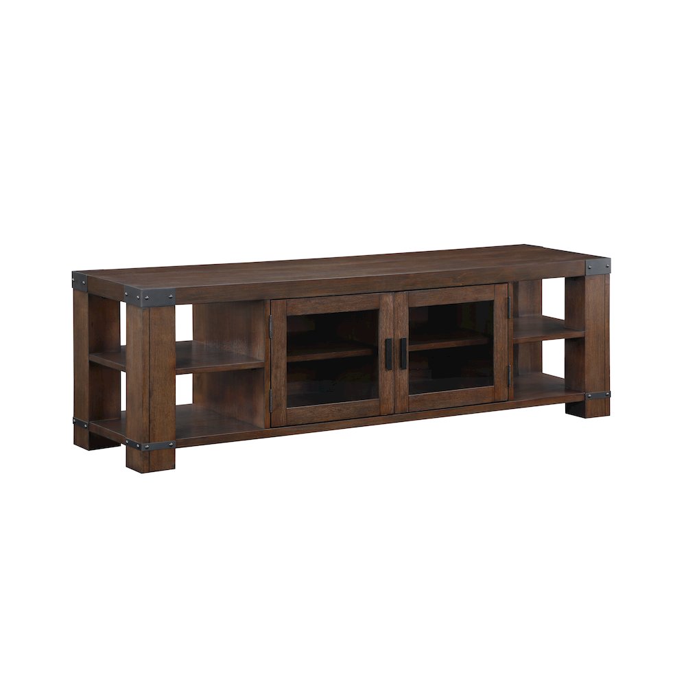 Wood Veneer and Iron Farmhouse TV Stand, Entertainment Center, Brown