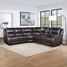 Alexandria 5-Piece Dual-Power Leather Reclining Sectional, Chocolate