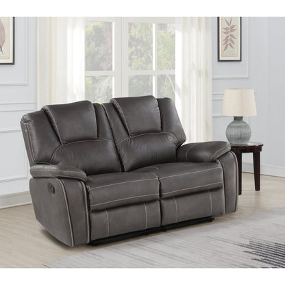 Faux Leather Manual Dual Recliner Loveseat Sofa, Small Love Seat Couch, Gray