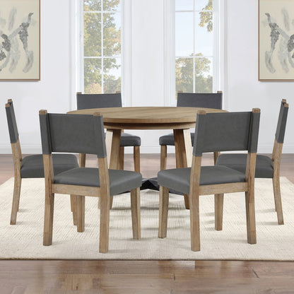 Aubrey Brown 7pc Round Dining Set