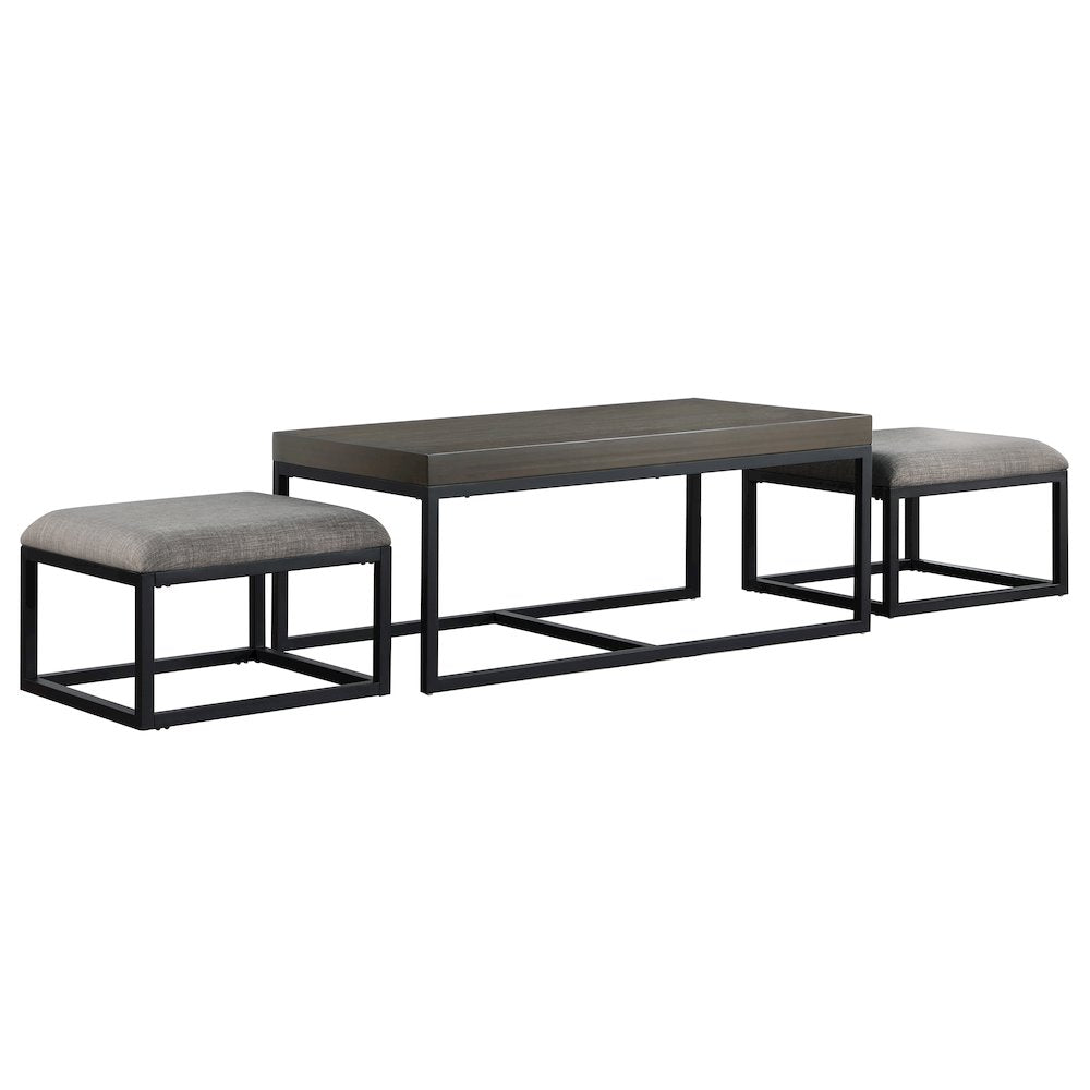 Yukon Rectangular Nesting Table with 2 Stools
