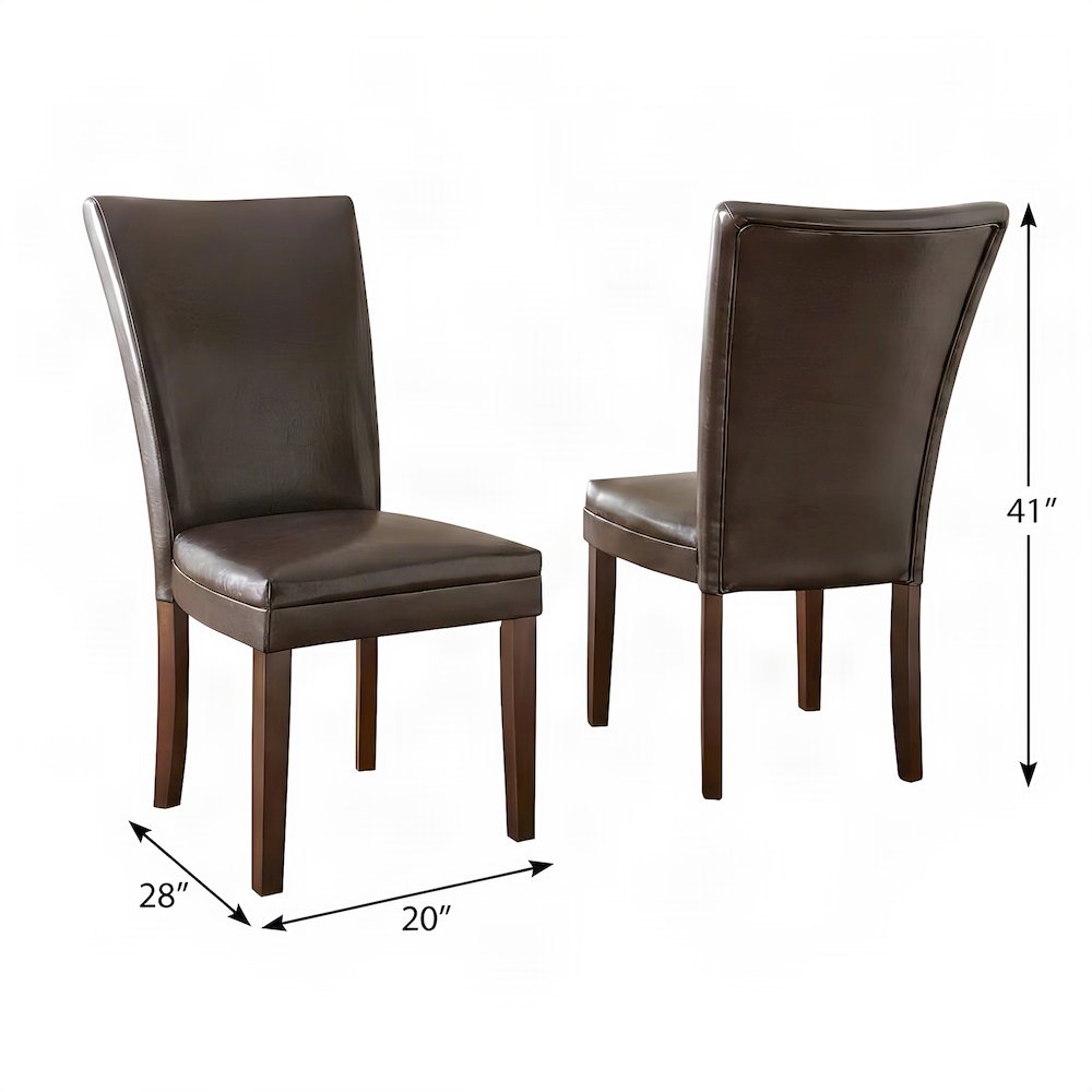 Faux Leather Upholstered Dining Chair with Rubberwood and Iron Legs, Brown