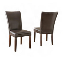 Faux Leather Upholstered Dining Chair with Rubberwood and Iron Legs, Brown