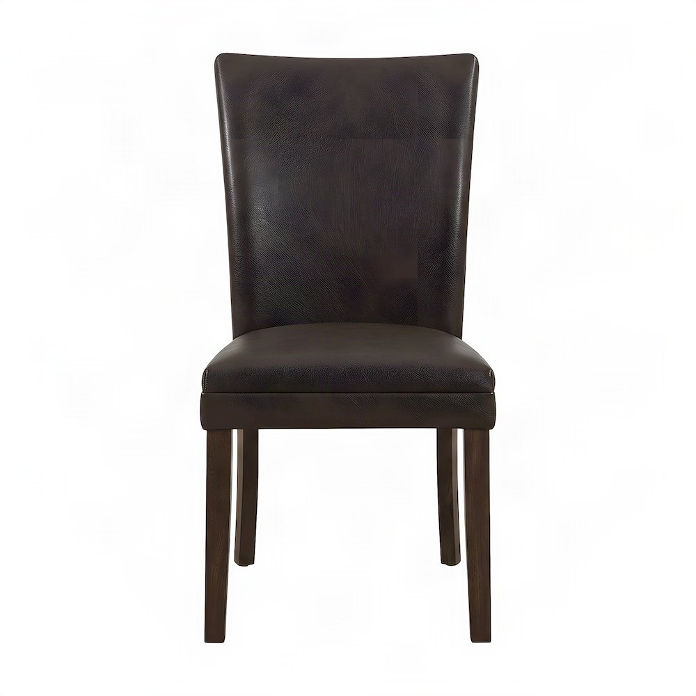 Faux Leather Upholstered Dining Chair with Rubberwood and Iron Legs, Brown