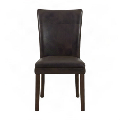 Faux Leather Upholstered Dining Chair with Rubberwood and Iron Legs, Brown