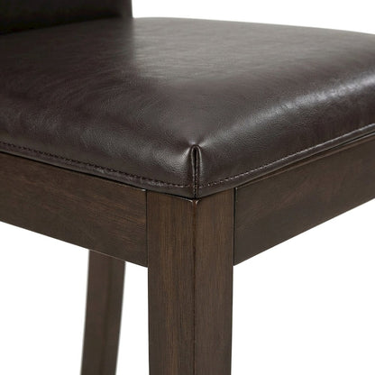 Faux Leather Upholstered Dining Chair with Rubberwood and Iron Legs, Brown