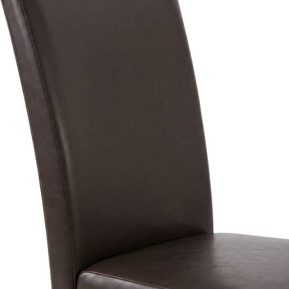 Faux Leather Upholstered Dining Chair with Rubberwood and Iron Legs, Brown