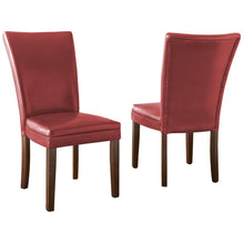 Parsons Chair, Red - Set of 2, Dark oak wood finish with burnishing