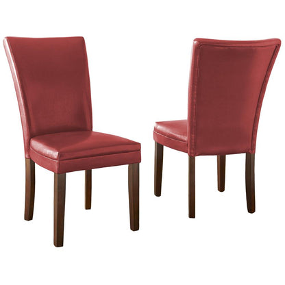 Parsons Chair, Red - Set of 2, Dark oak wood finish with burnishing