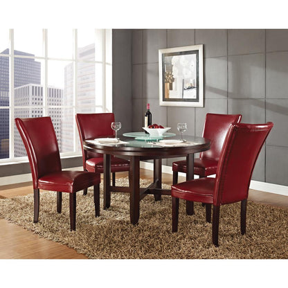 Parsons Chair, Red - Set of 2, Dark oak wood finish with burnishing