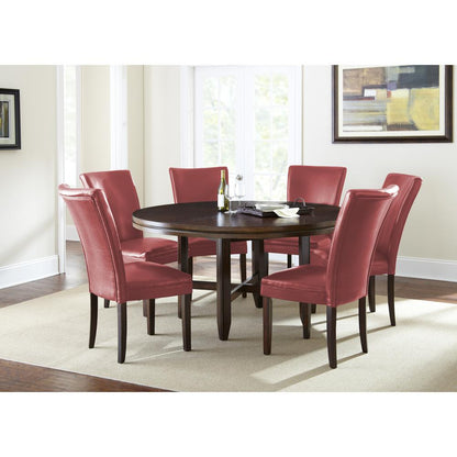 Parsons Chair, Red - Set of 2, Dark oak wood finish with burnishing