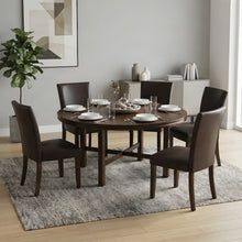 Rubberwood Dining Table with Faux Leather Chairs 7 Piece Set, Brown